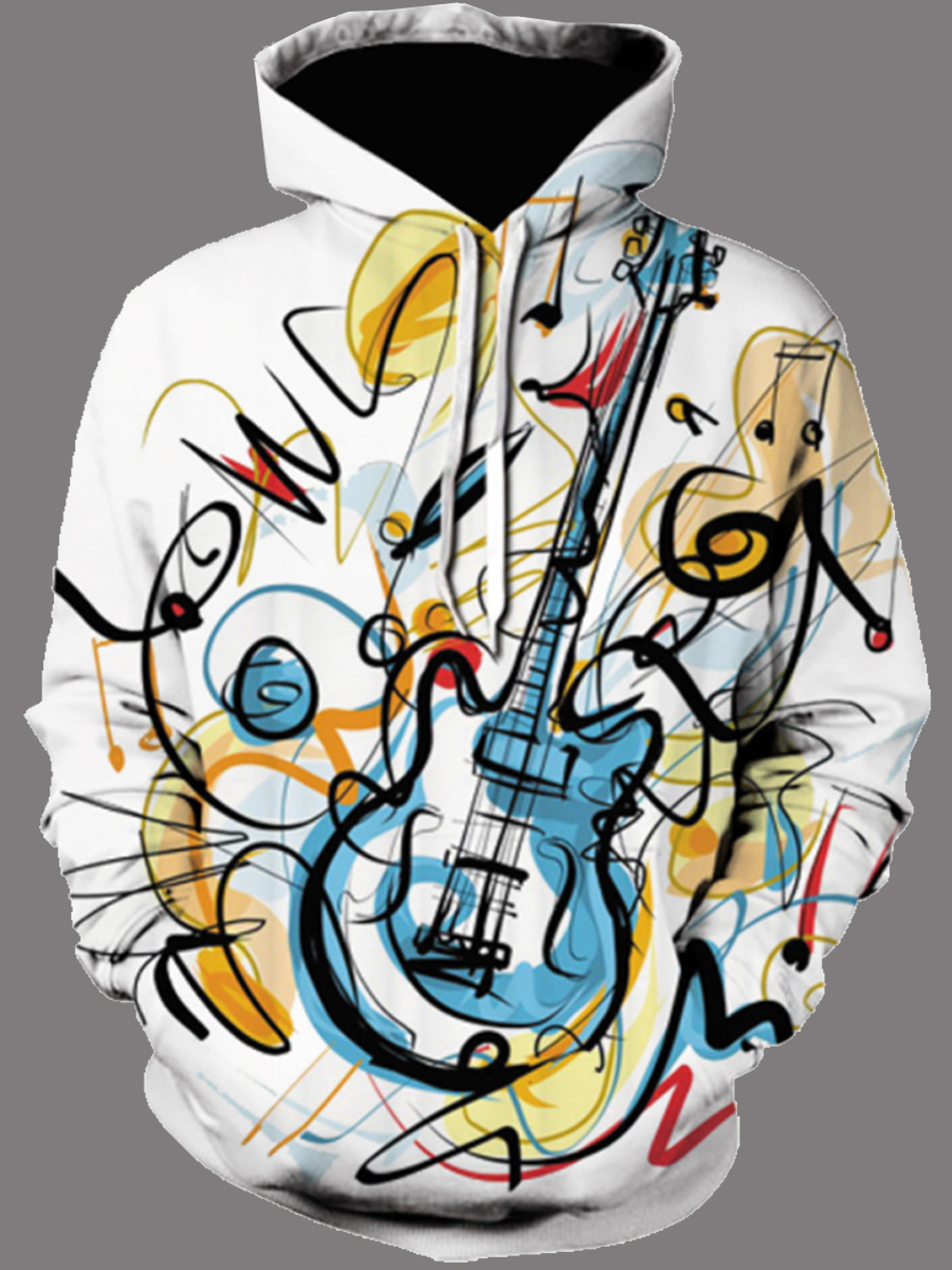 

lovely Street Hooded Collar Print White Men Hoodie