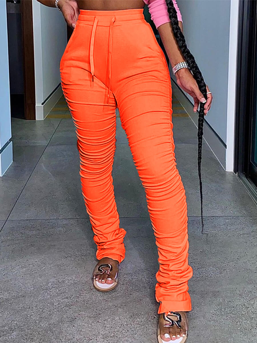 

Lovely Sportswear Fold Design Oange Pants, Orange