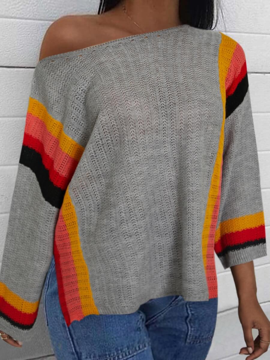 

Lovely Leisure Print Loose Grey Sweater