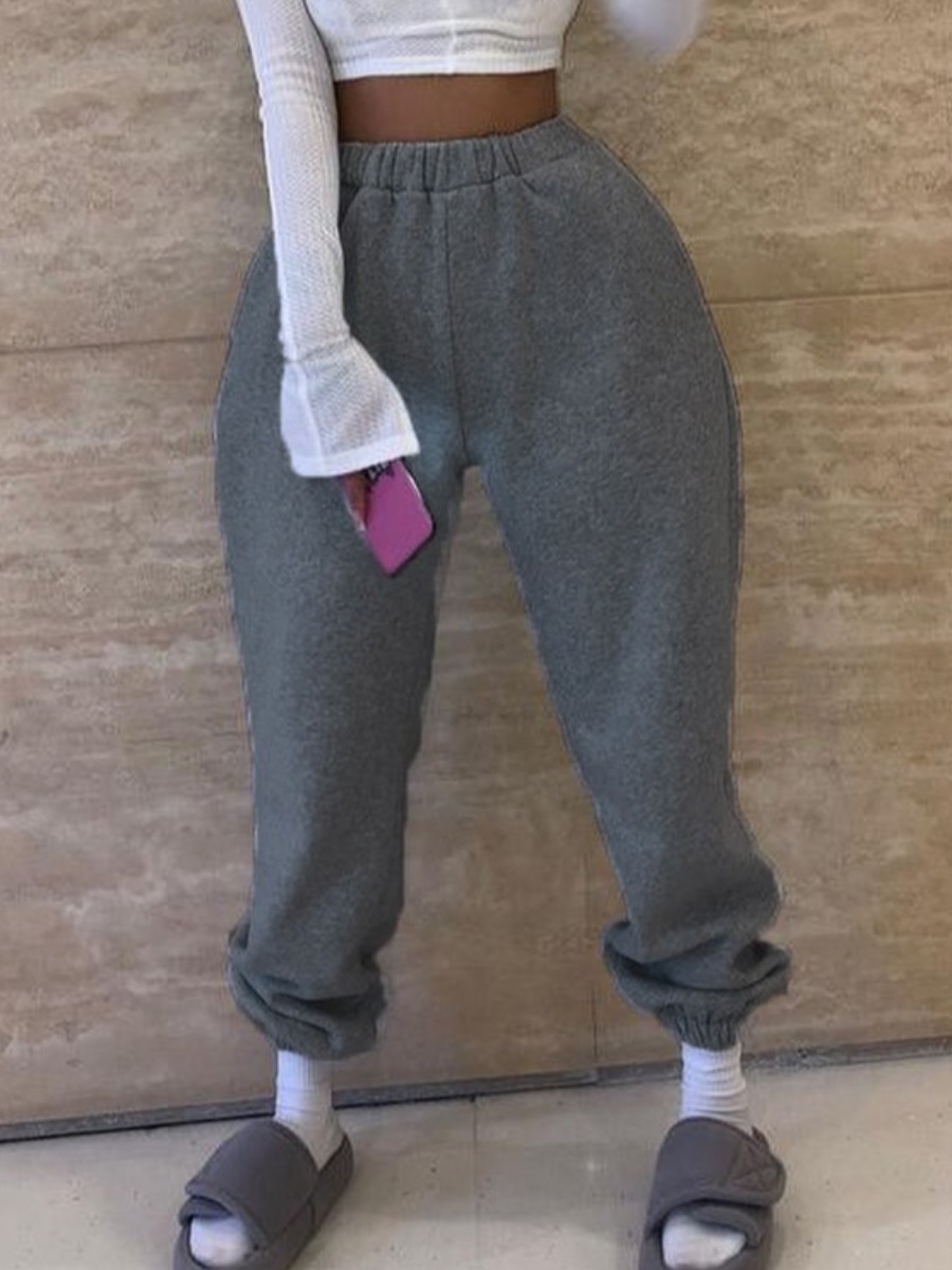 

lovely Casual Basic Grey Pants