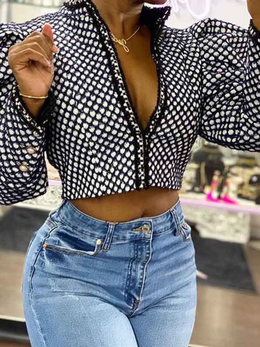 

lovely Stylish Print Black Coat