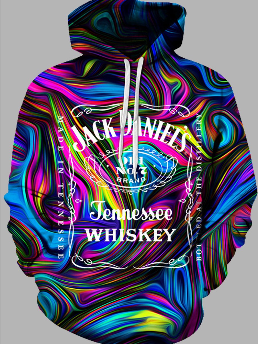 

lovely Street Hooded Collar Print Multicolor Men Hoodie, Multi