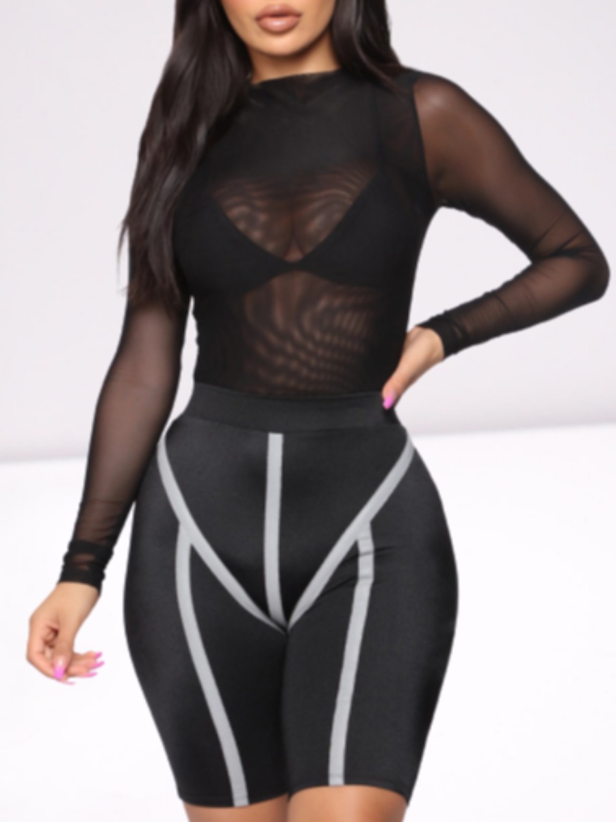 

lovely Sexy Patchwork Black Loungewear
