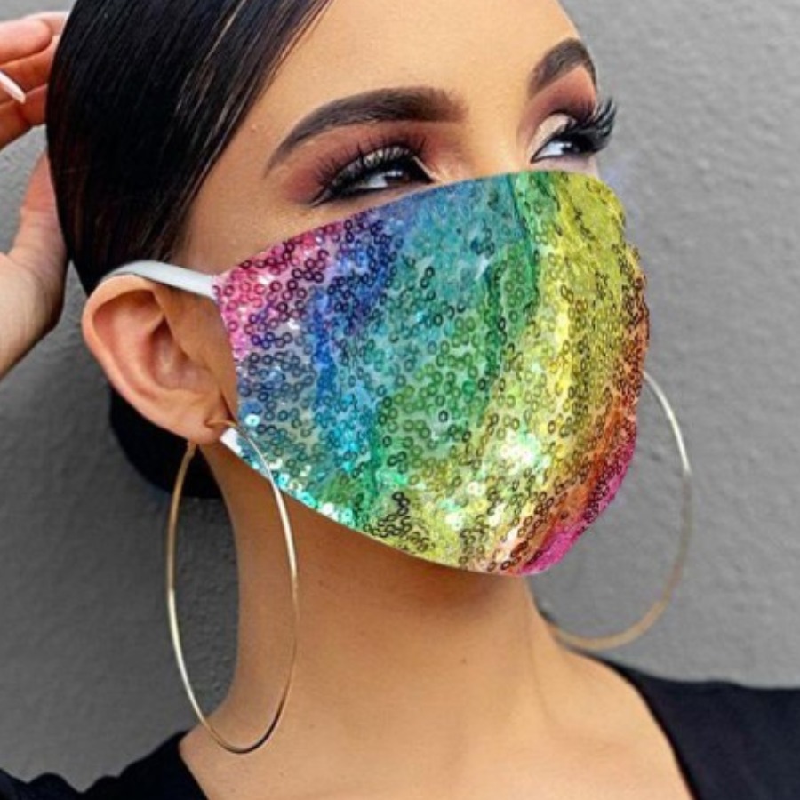 

lovely Sequined Multicolor Face Mask, Multi