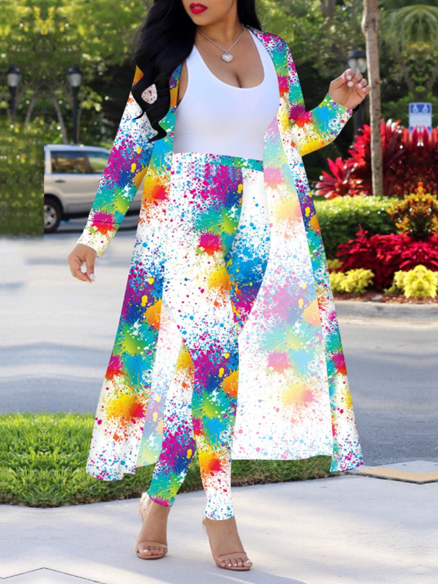 

lovely Casual Graffiti Print White Two Piece Pants Set