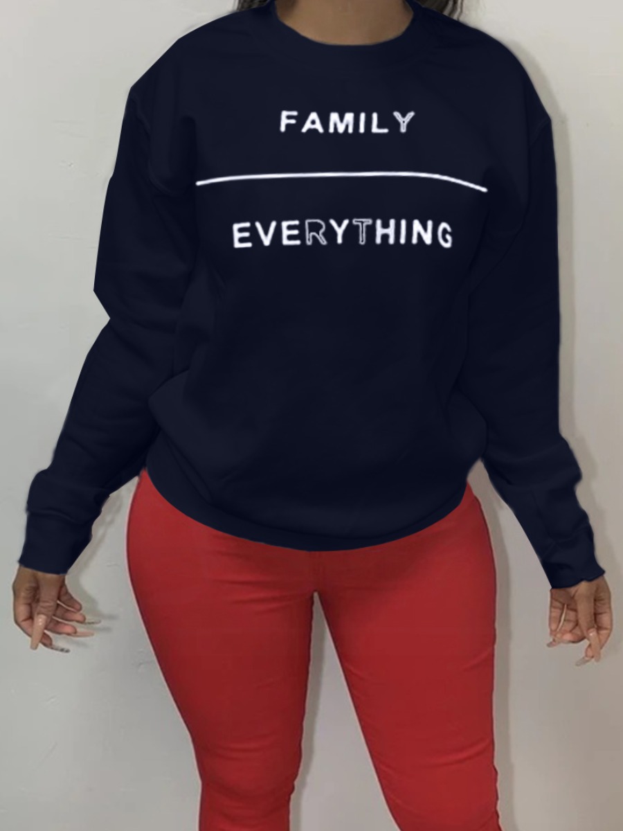 

lovely Leisure O Neck Letter Print Black Hoodie