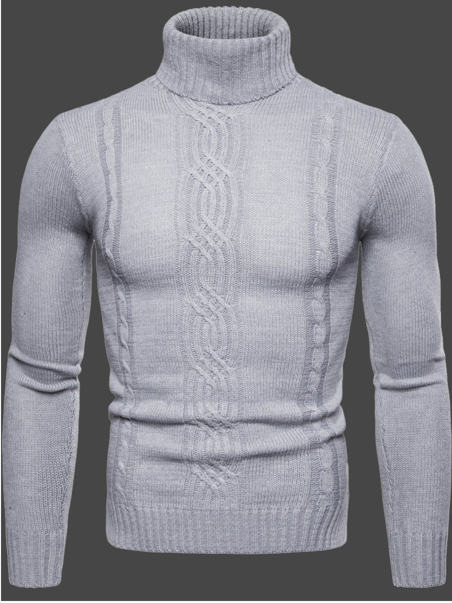 

lovely Casual Turtleneck Skinny Light Grey Men Sweater