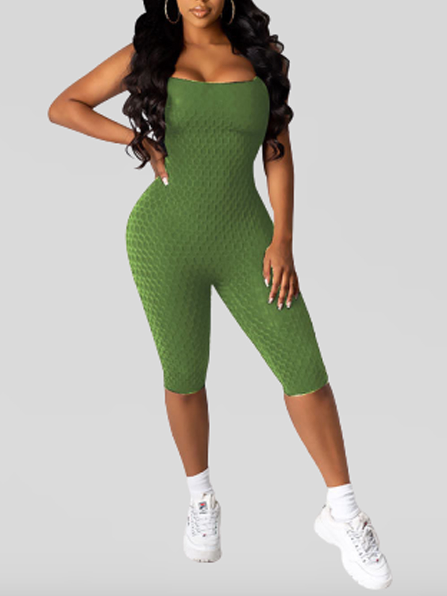 

Lovely Sportswear Bandage Design Green One-piece Romper