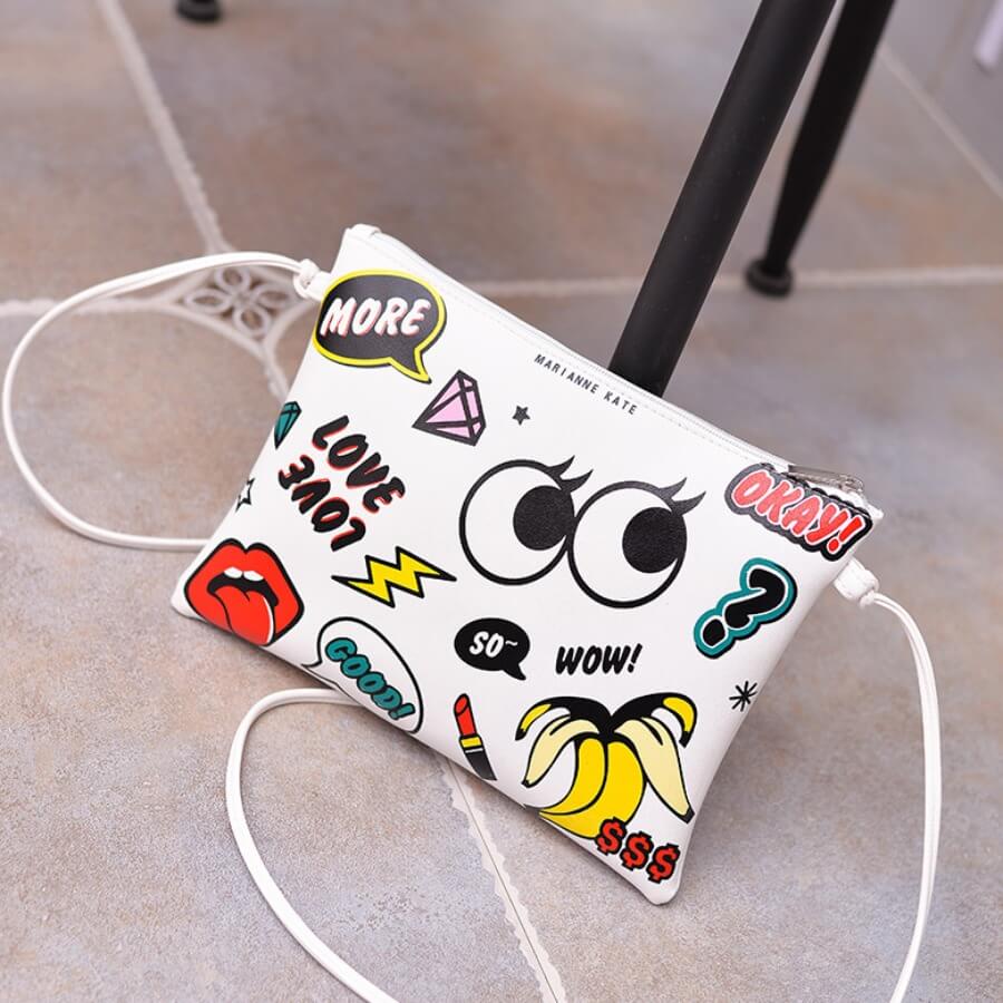 

Lovely Trendy Cartoon Print White Crossbody Bag