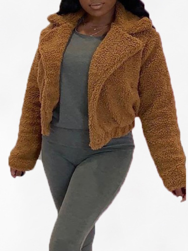 

lovely Casual Turndown Collar Flannel Brown Parka