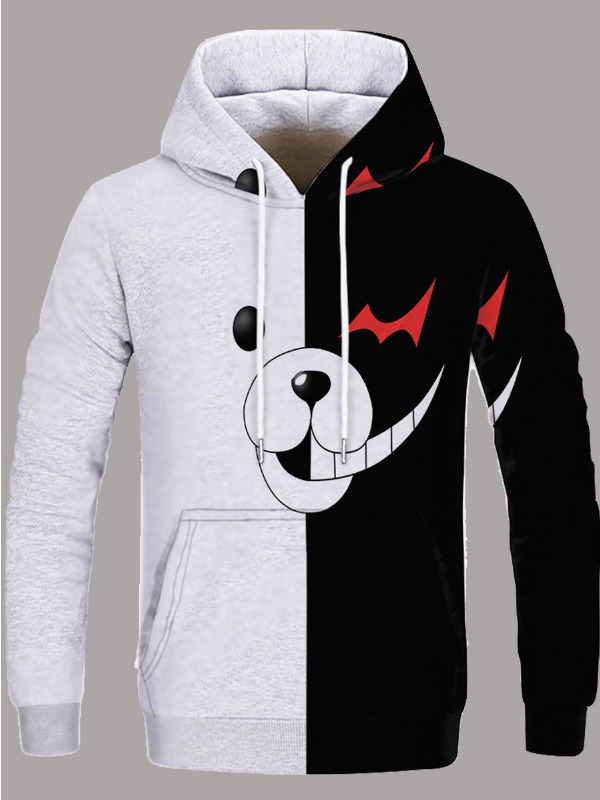 

lovely Leisure Hooded Collar Print Grey Men Hoodie