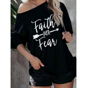 Lovely Casual Letter Print Black T-shirt