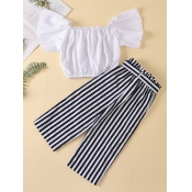 lovely Sweet Striped White Girl Two-piece Pants Se