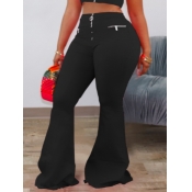 Lovely Street Zipper Design Black Pants