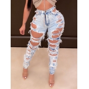 Lovely Street Broken Holes Baby Blue Jeans