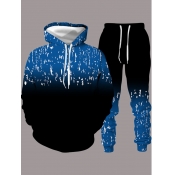 LW Men Hooded Collar Gradient Pants Set