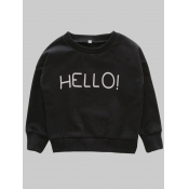lovely Casual O Neck Letter Print Black Boy Hoodie