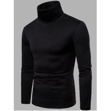 

LW Men Turtleneck Basic Skinny Sweater, Black