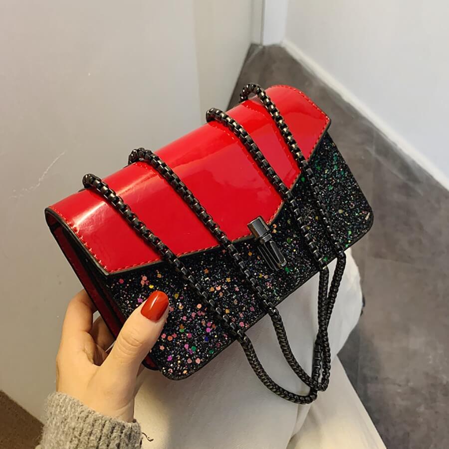 

Lovely Chic Chain Strap Red Crossbody Bag