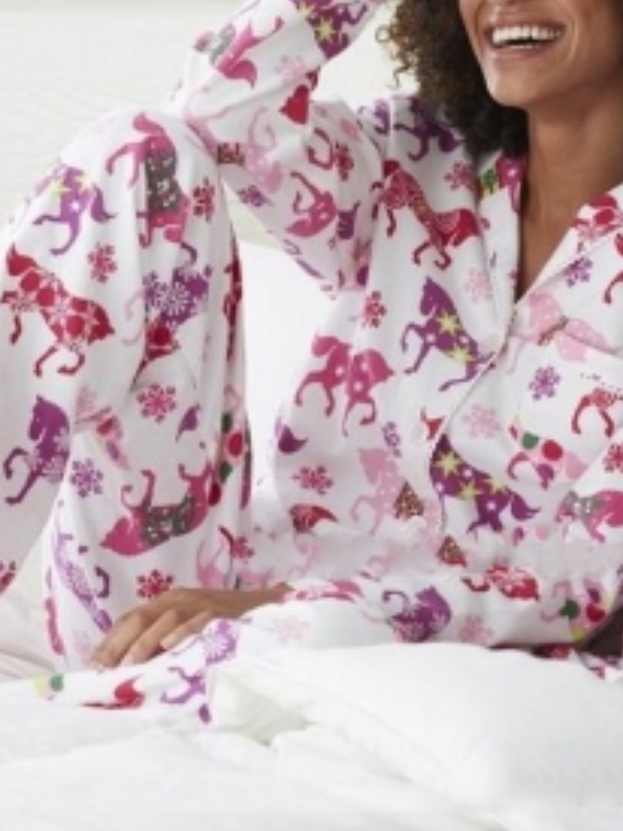 

lovely Trendy Print White Sleepwear