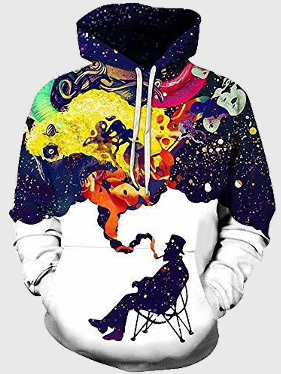 

lovely Trendy Hooded Collar Print Multicolor Men Hoodie, Multi