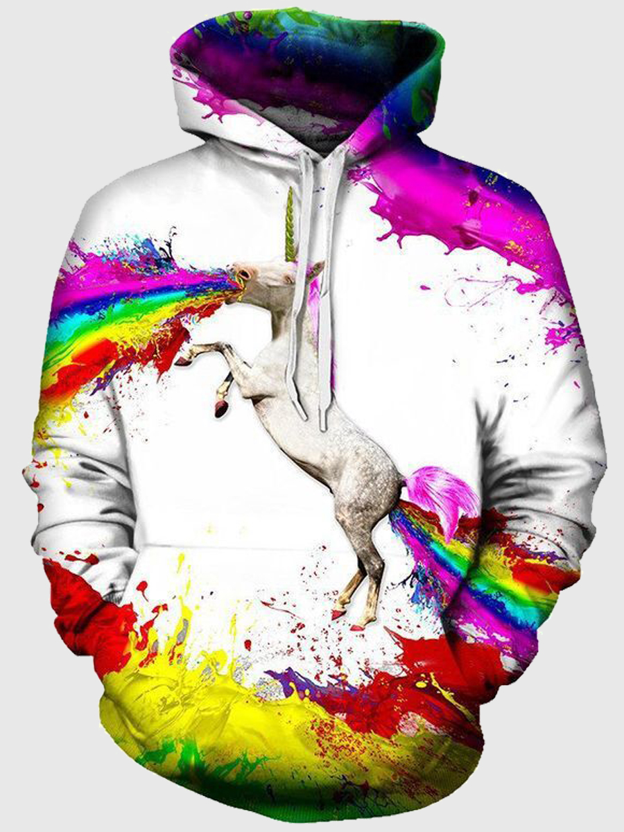 

Lovely Trendy Hooded Collar Print Multicolor Men Hoodie, Multi