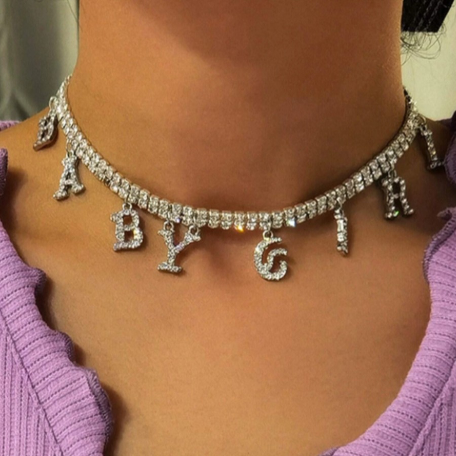 

lovely Trendy Letter Silver Necklace