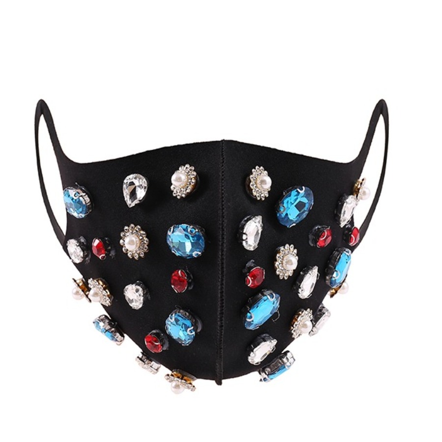 

Lovely Rhinestone Decorative Black Face Mask