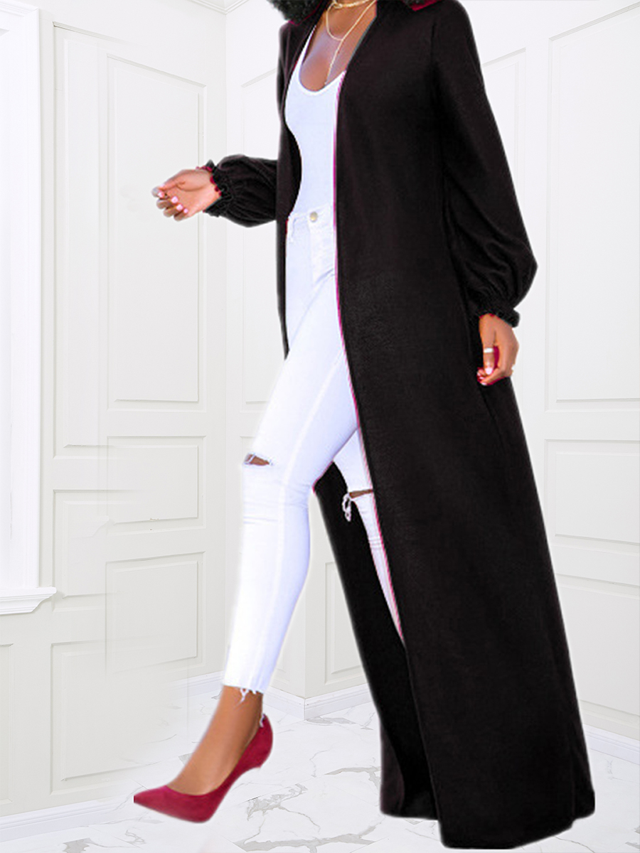 

lovely Trendy Loose Black Long Coat