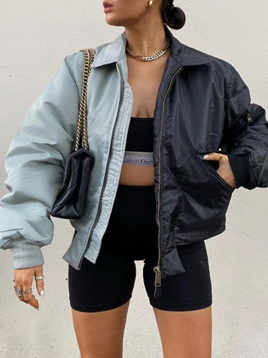 

lovely Casual Turndown Collar Zipper Design Multicolor Jacket, Multi
