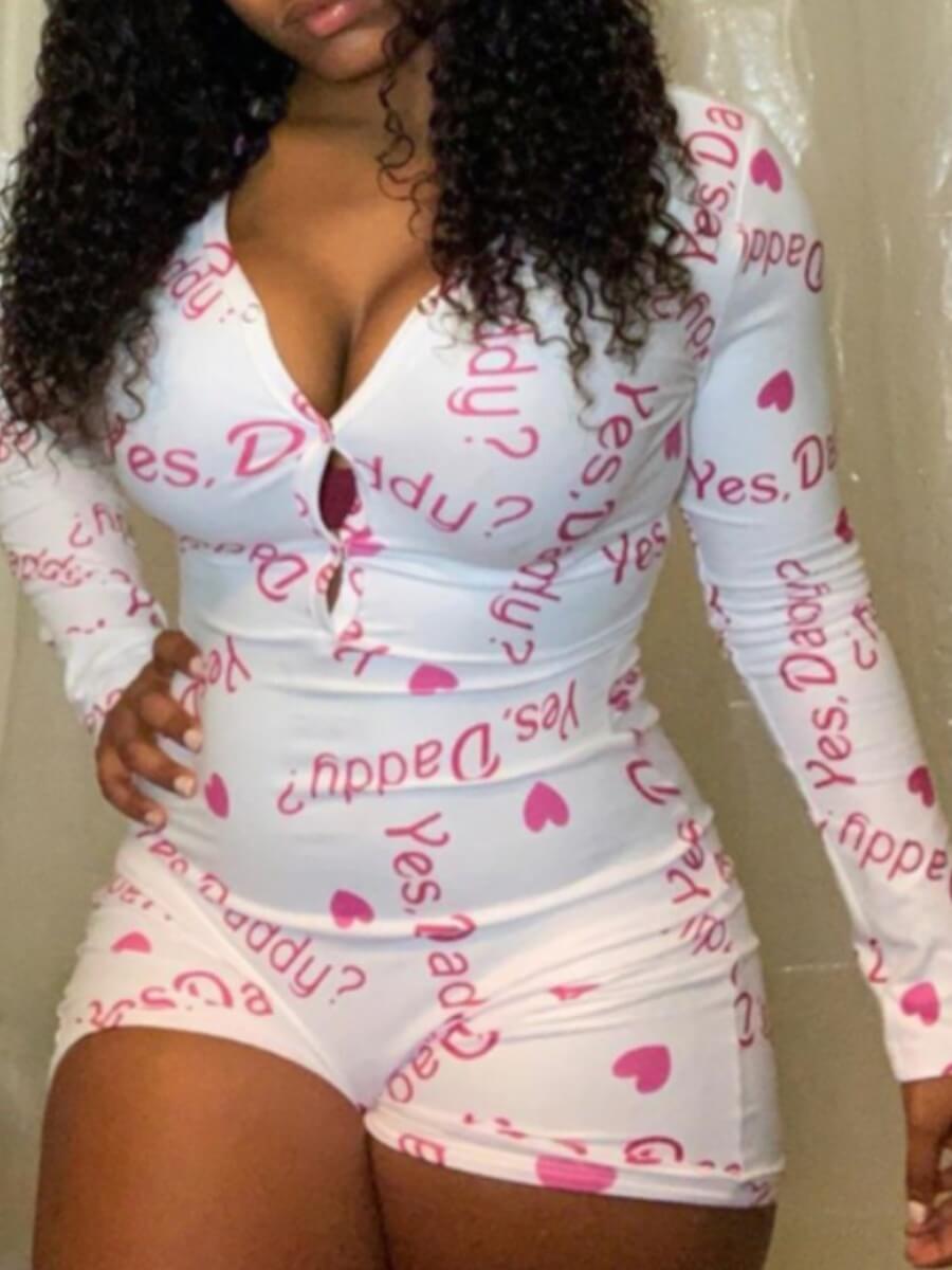 

Lovely Sexy Letter Print White Sleepwear