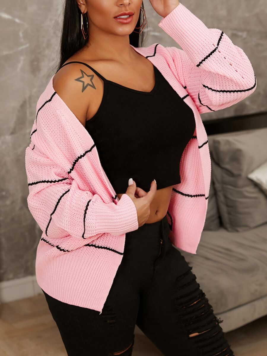 

Lovely Leisure Striped Pink Cardigan