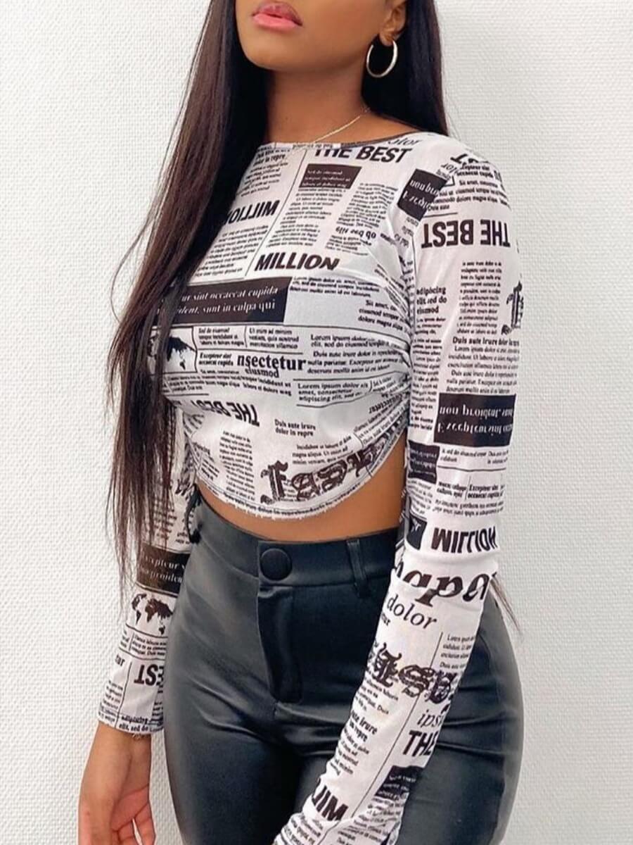 

LW Street O Neck Letter Print Black T-shirt