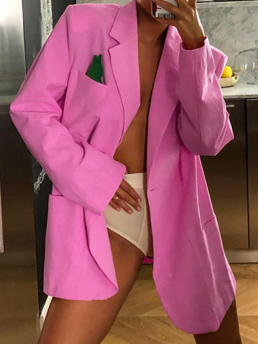 

lovely Trendy Turn-back Collar Rose Red Blazer