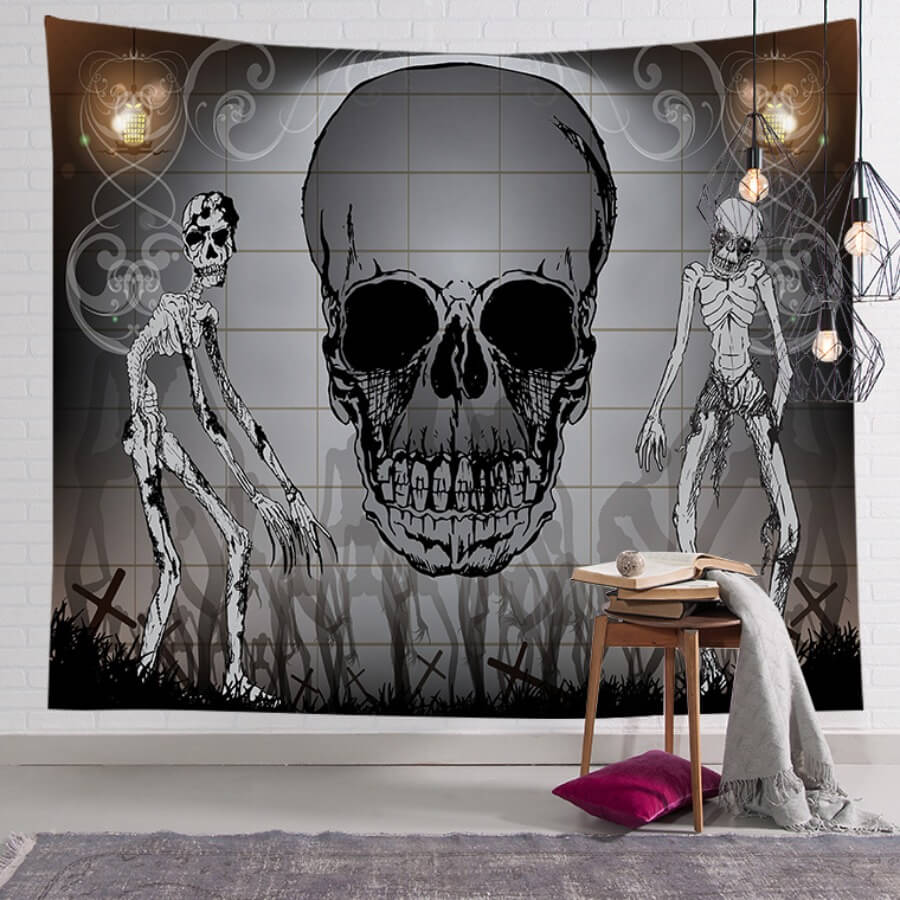 

Lovely Chic Skull Print Black Table Linens