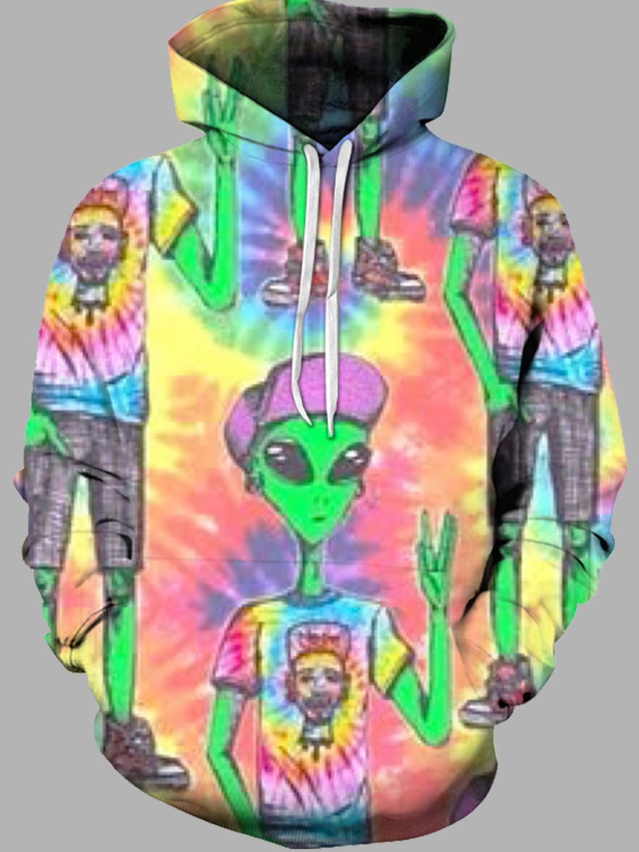 

lovely Street Hooded Collar Print Multicolor Men Hoodie, Multi