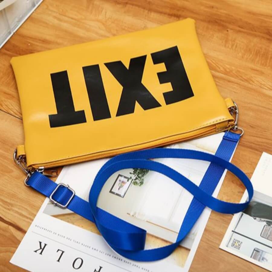 Lovely Stylish Letter Print Yellow Crossbody Bag