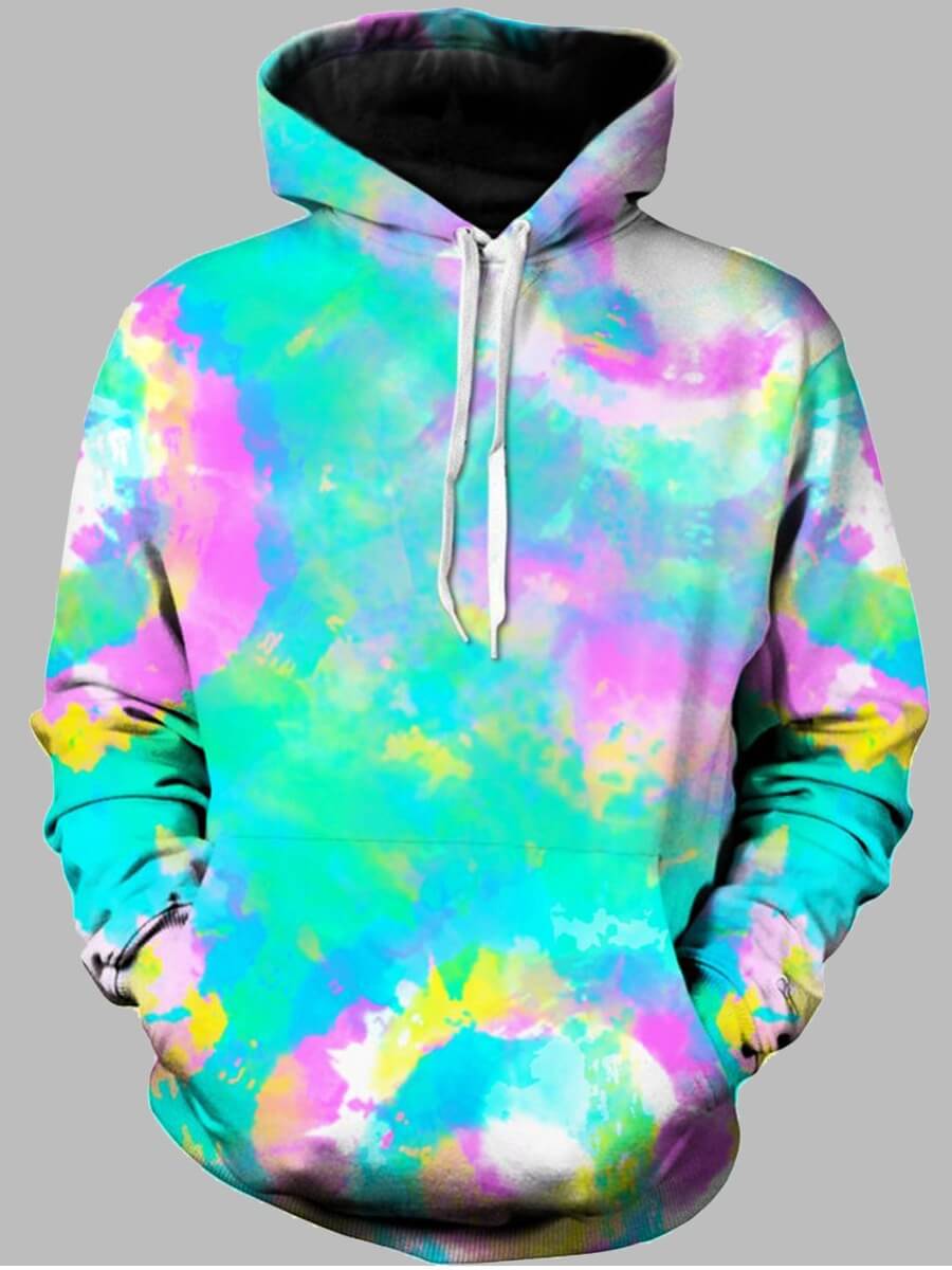 

Lovely Stylish Hooded Collar Tie-dye Multicolor Men Hoodie, Multi