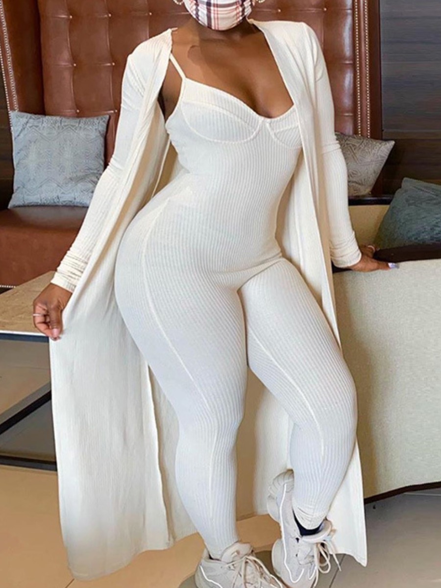 

lovely Sportswear Spaghetti Strap Skinny White One-piece Jumpsuit