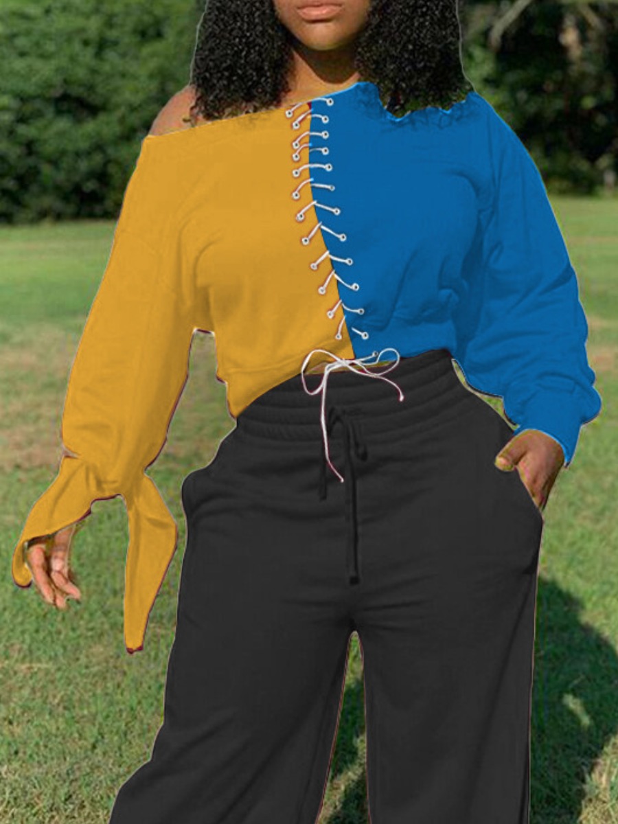 

lovely Street Bandage Design Patchwork Blue T-shirt