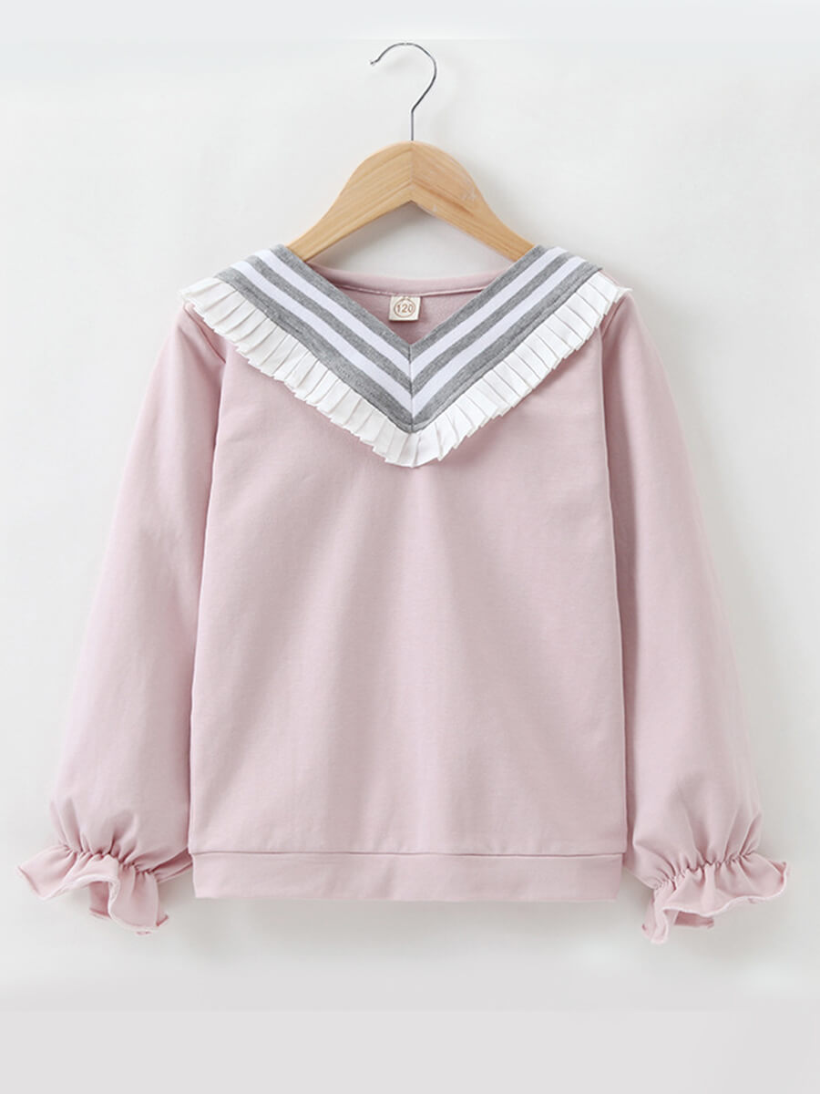 

Lovely Casual O Neck Patchwork Pink Girl Hoodie