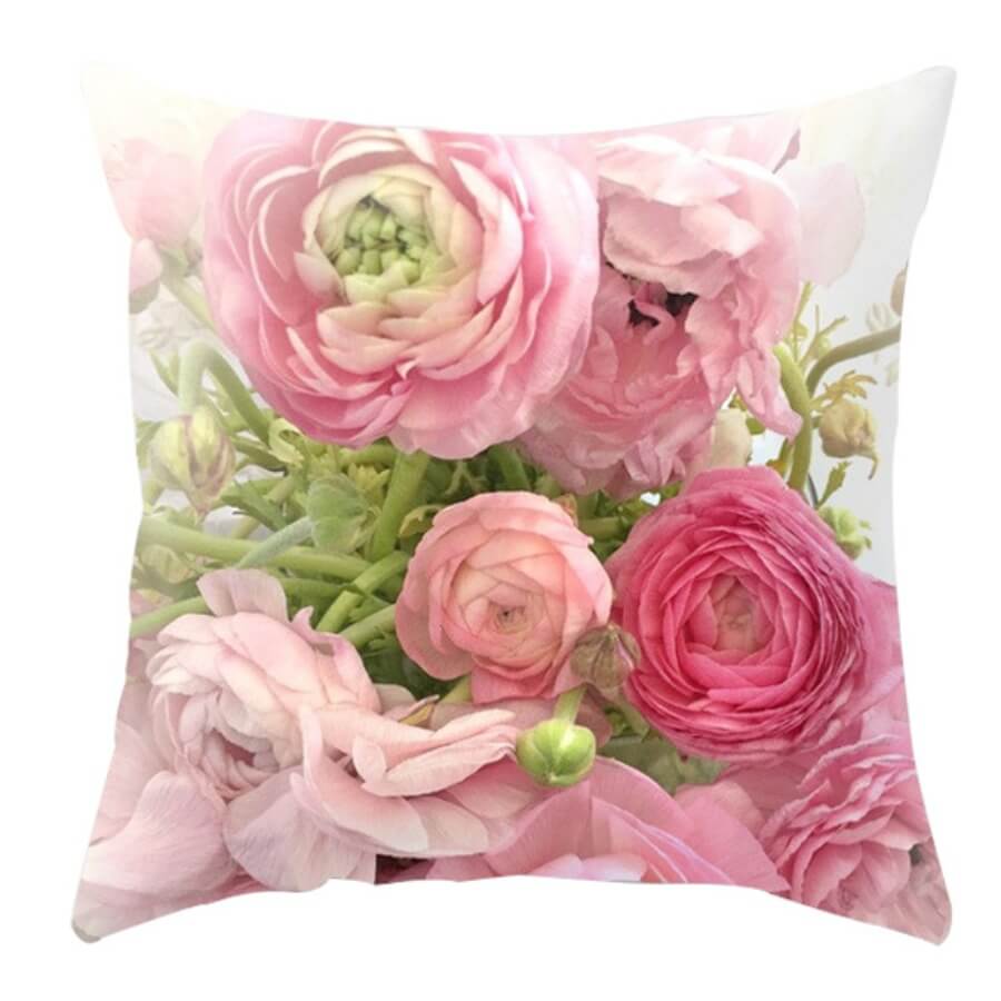 

Lovely Trendy Floral Print Pink Decorative Pillow Case