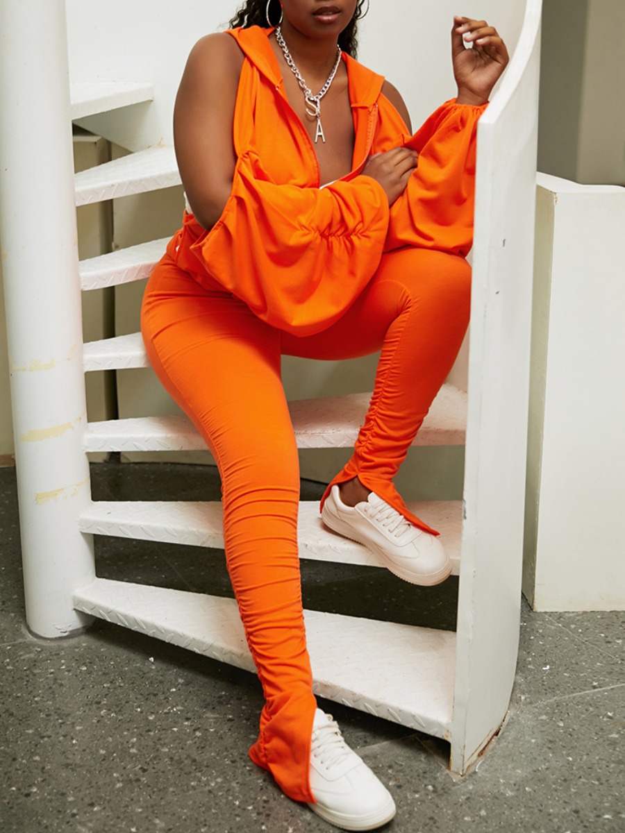 

lovely Sportswear Hooded Collar Hollow-out Croci Two Piece Pants Set