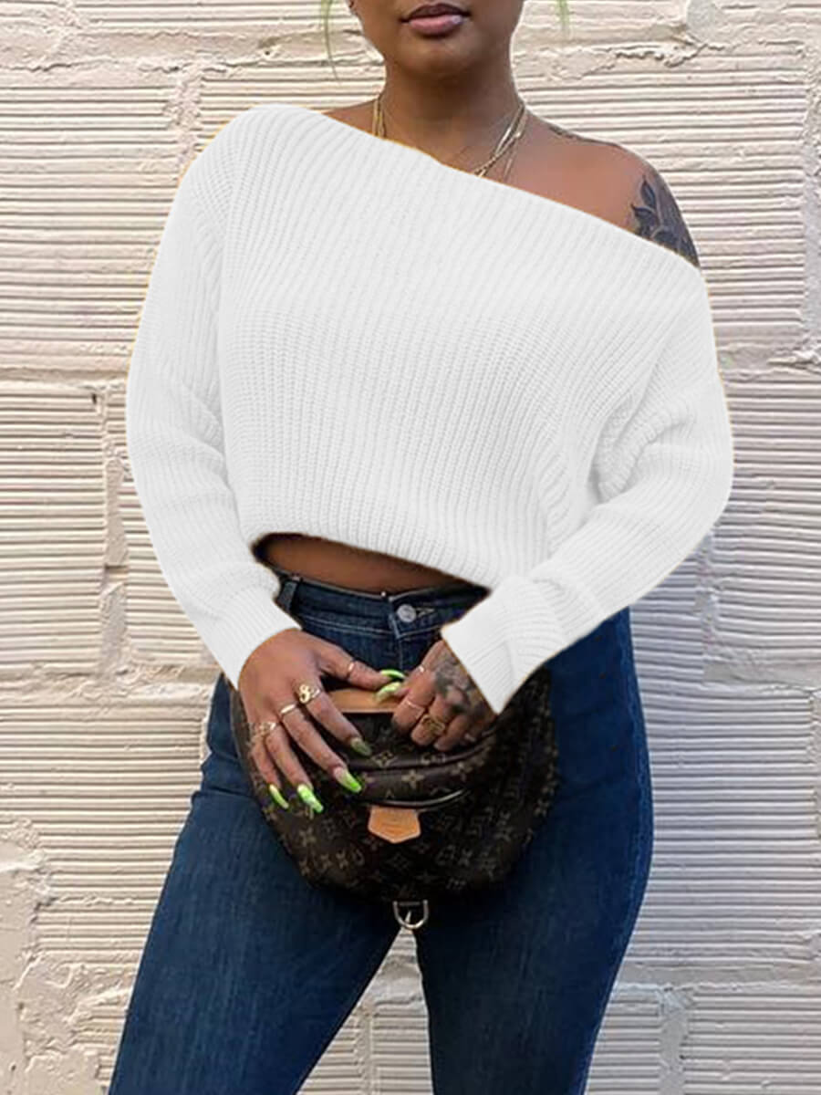 lovely Casual Loose White Sweater