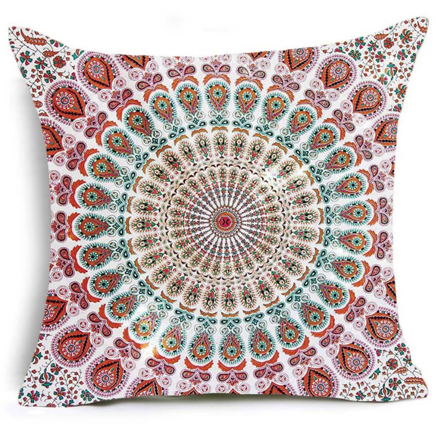 lovely Ethnic Print Red Decorative Pillow Case