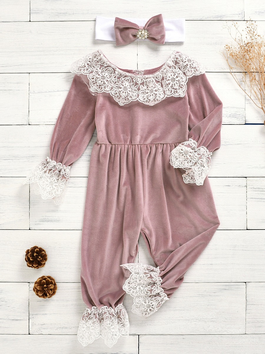 lovely Sweet Lace Patchwork Light Purple Girl One-piece Jumpsuit