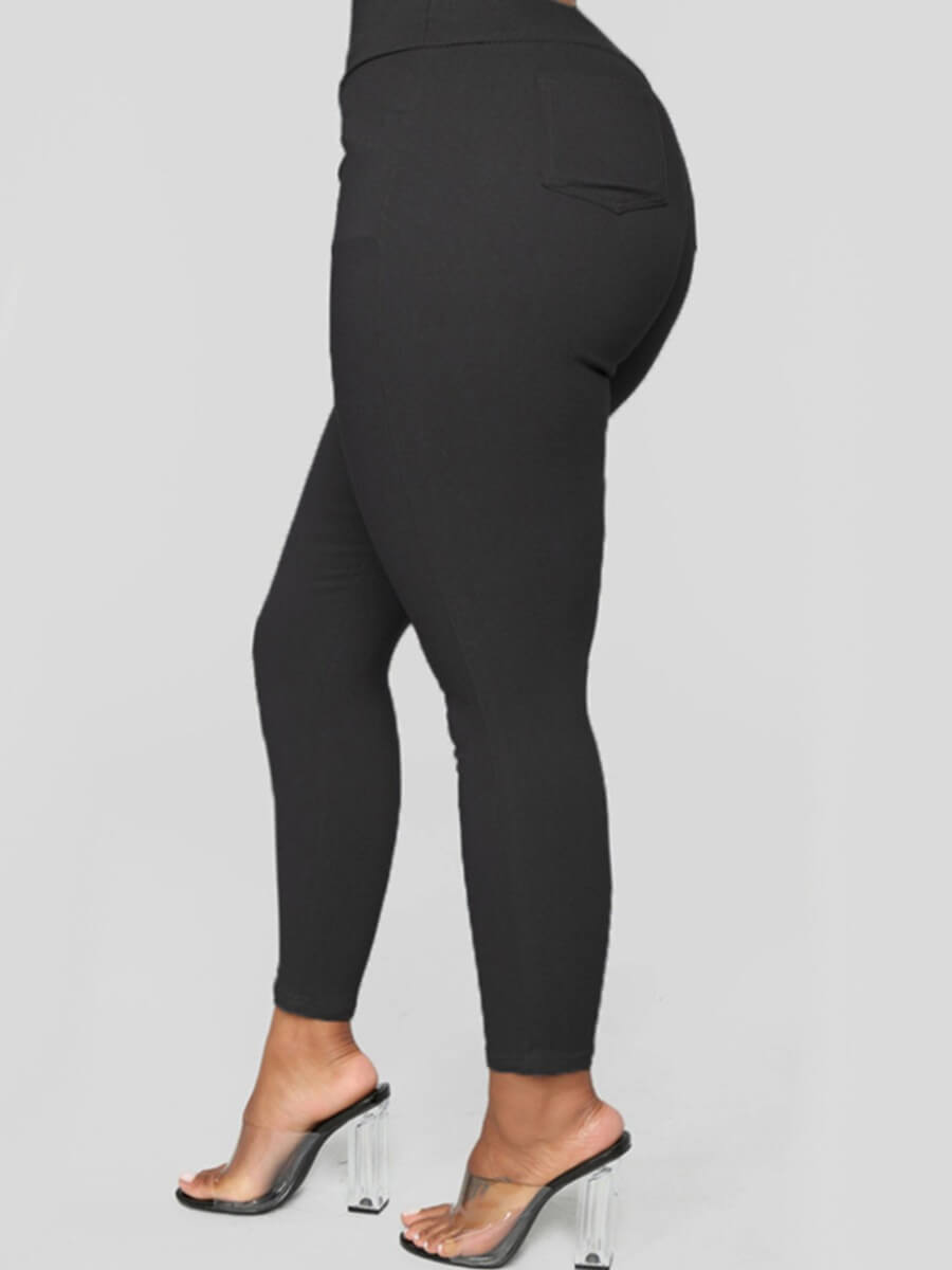 

Lovely Casual Basic Skinny Black Plus Size Pants