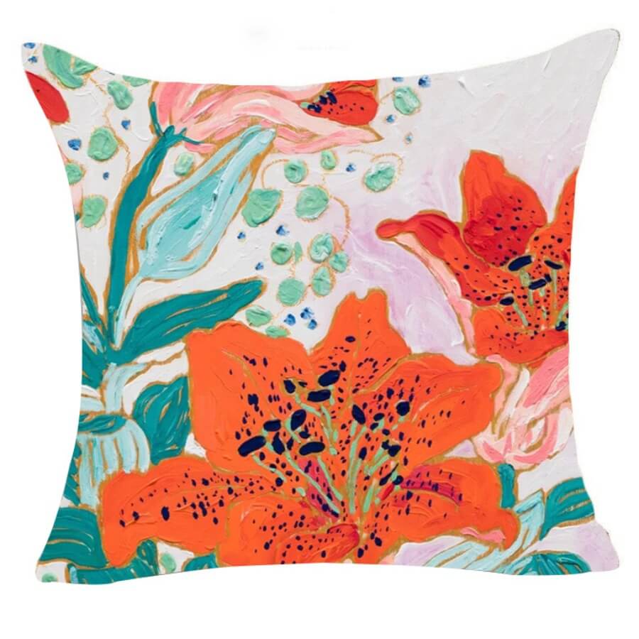lovely Stylish Plants Print Multicolor Decorative Pillow Case
