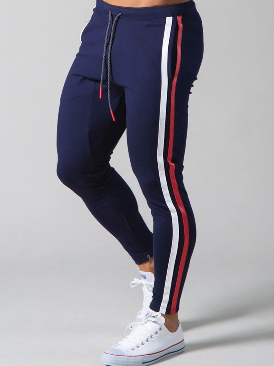 lovely Sportswear Patchwork Navy Blue Men Pants