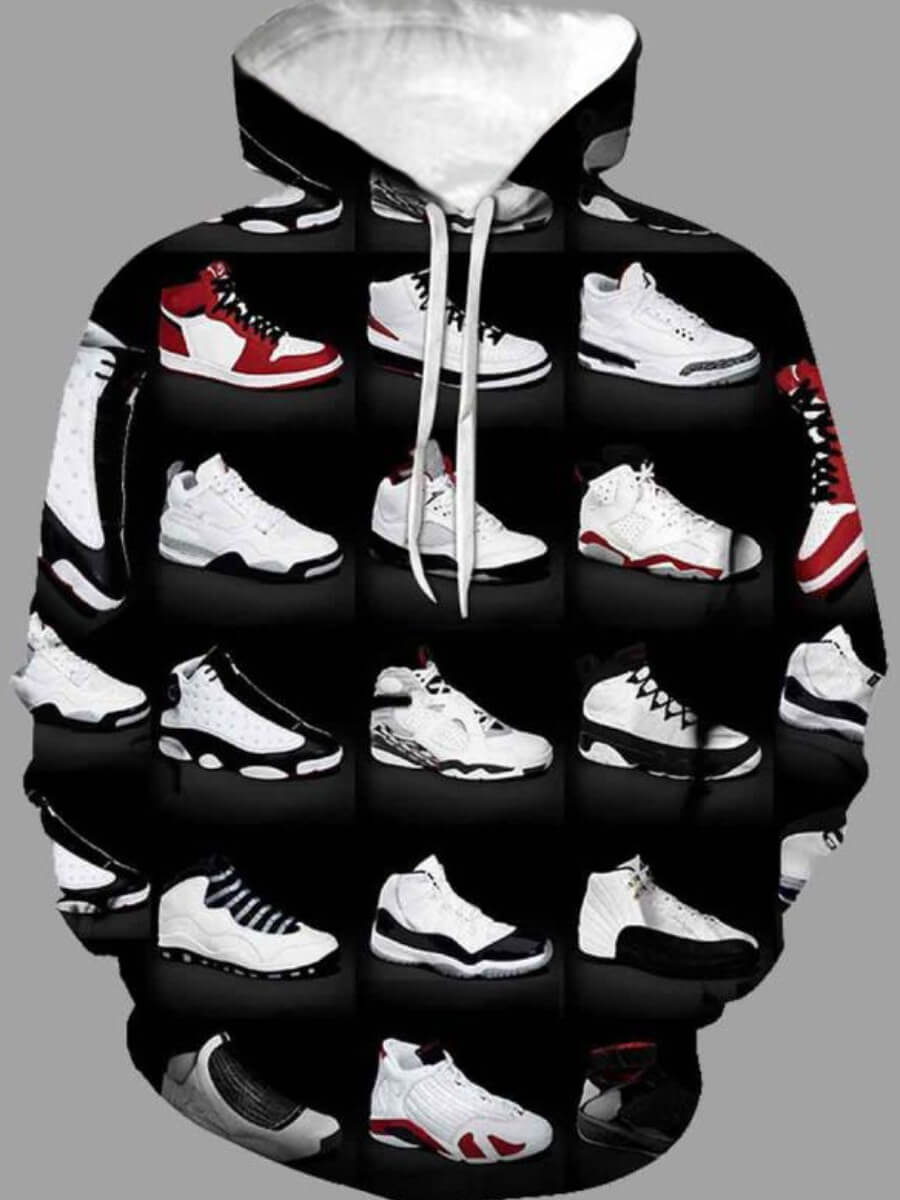 

Lovely Street Hooded Collar Print Black Men Hoodie